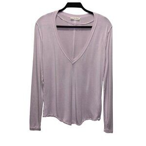 We The Free Womens Lavender Long-Sleeve V-Neck Top Size S